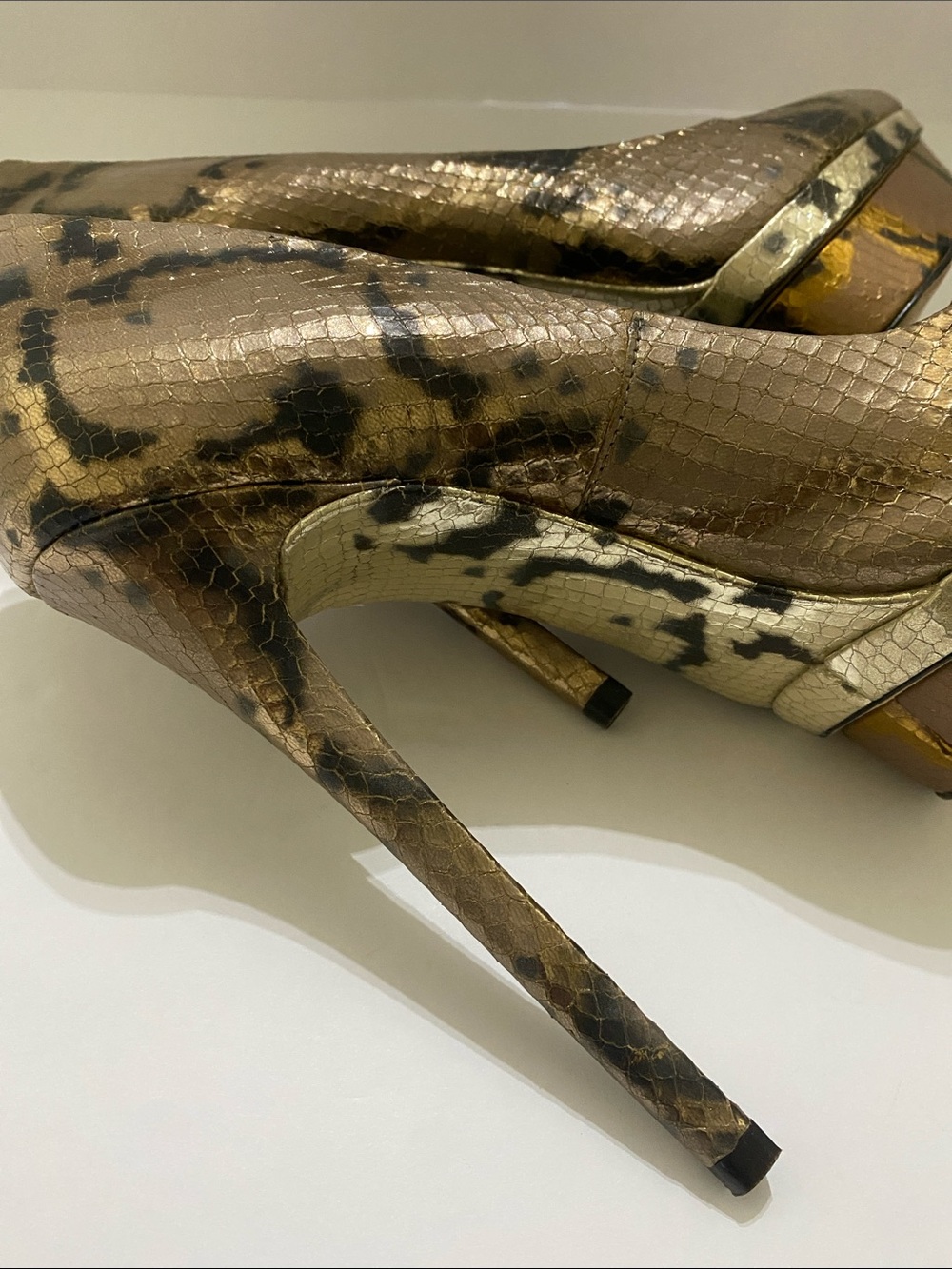 Brian Atwood Gold Python-Effect Platform Pumps - Picture 6 of 6